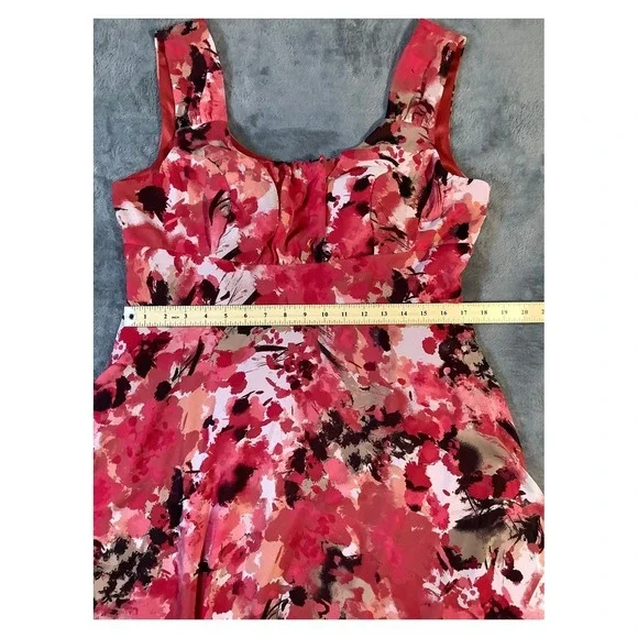 East 5th Women's Floral A-Line Midi Dress Size 14 Pink Red - Picture 4 of 6